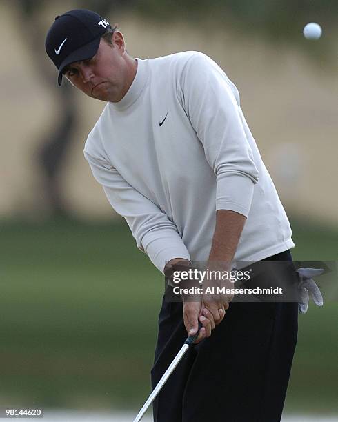 Bo Van Pelt chips during third round competition January 31, 2004 at the 2004 FBR Open at the Tournament Players Club at Scottsdale, Arizona.