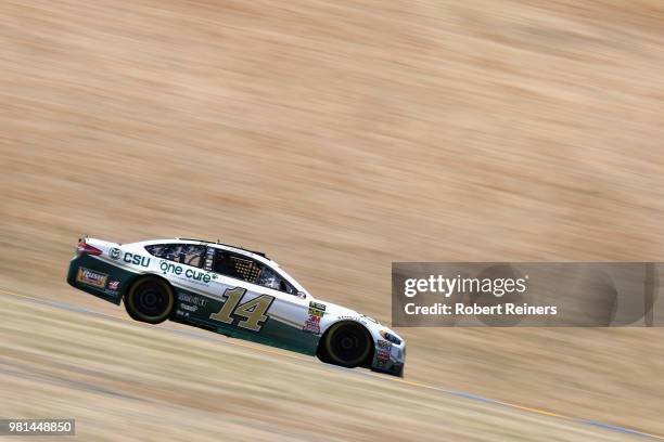 Clint Bowyer, driver of the One Cure Ford, practices for the Monster Energy NASCAR Cup Series Toyota/Save Mart 350 at Sonoma Raceway on June 22, 2018...