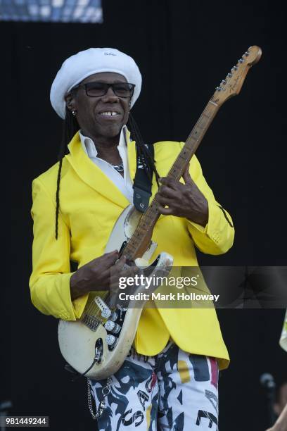 Nile Rodgers and Chic performing on the main stage at Seaclose Park on June 22, 2018 in Newport, Isle of Wight.