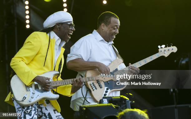 Nile Rodgers and Chic performing on the main stage at Seaclose Park on June 22, 2018 in Newport, Isle of Wight.