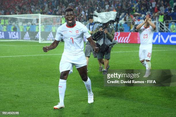 Breel Embolo of Switzerland celebrates following during the 2018 FIFA World Cup Russia group E match between Serbia and Switzerland at Kaliningrad...