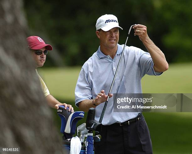 Bob Tway competes in the final round of the PGA Tour Bank of America Colonial in Ft. Worth, Texas, May 23, 2004.