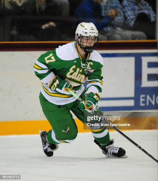 Edina Hornets defenseman Ben Brinkman against the Minnetonka Skippers during a prep hockey game at Ridder Ice Arena in Minneapolis, MN on December...