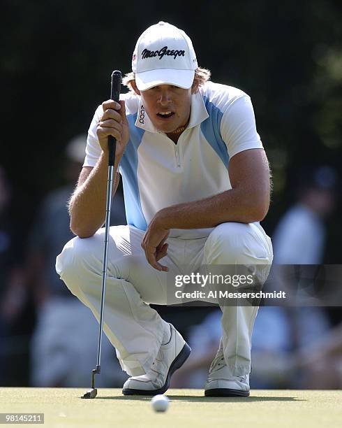 Aaron Baddeley competes in the final round of the PGA Tour Bank of America Colonial in Ft. Worth, Texas, May 23, 2004.