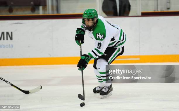 Hill-Murray Pioneers forward Ben Helgeson during a prep hockey game against the Centennial Cougars at Ridder Arena in Minneapolis, MN on December...