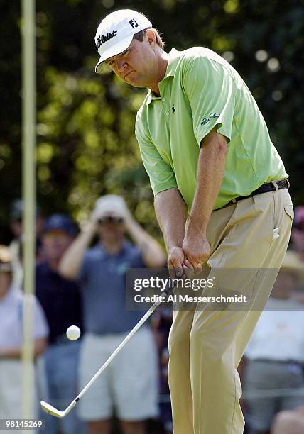 Davis Love III competes in the final round of the PGA Tour Bank of America Colonial in Ft. Worth, Texas, May 23, 2004.