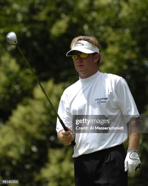 Brian Gay competes in the final round of the PGA Tour Bank of America Colonial in Ft. Worth, Texas, May 23, 2004.