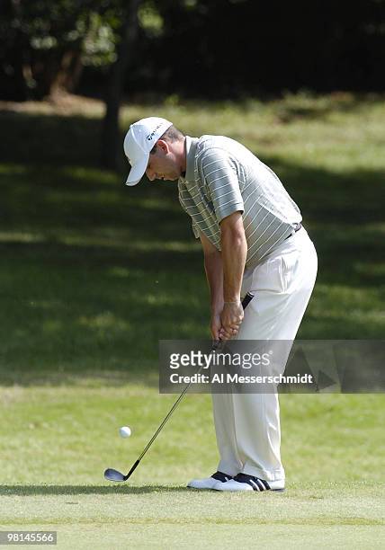 Sergio Garcia competes in the final round of the PGA Tour Bank of America Colonial in Ft. Worth, Texas, May 23, 2004.