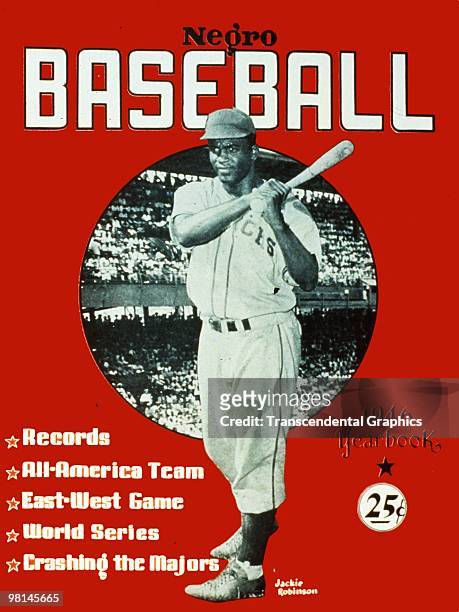 Jackie Robinson is the featured star on the cover of Negro Baseball magazine for 1946.
