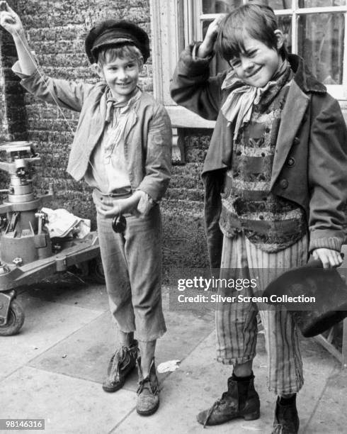 Mark Lester as Oliver Twist and Jack Wild as The Artful Dodger on the set of the musical film 'Oliver!', 1968.