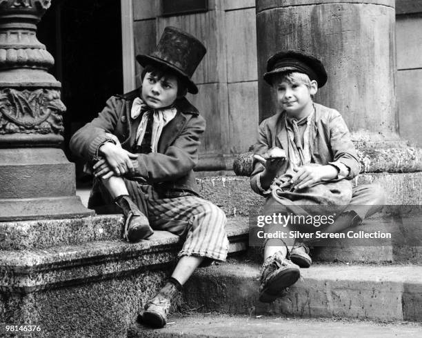 Mark Lester as Oliver Twist and Jack Wild as The Artful Dodger on the set of the musical film 'Oliver!', 1968.