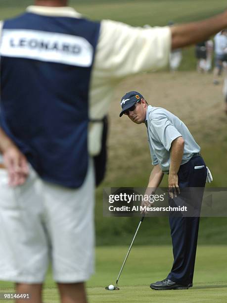 Justin Leonard competes at Shinnecock Hills, site of the 2004 U. S. Open, during second-round play June 18, 2004.