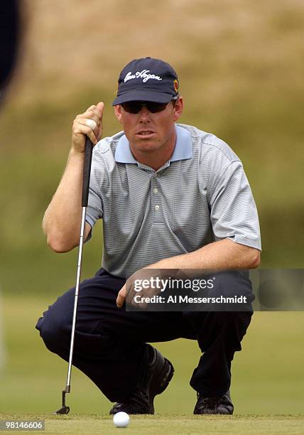 Justin Leonard competes at Shinnecock Hills, site of the 2004 U. S. Open, during second-round play June 18, 2004.