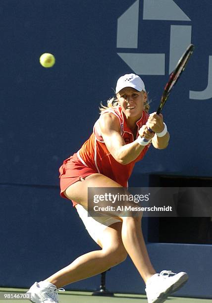 Elena Dementieva defeats Jennifer Capriati in the sem- finals of the women's singles September 10, 2004 at the 2004 US Open in New York.