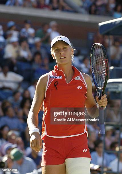 Elena Dementieva defeats Jennifer Capriati in the sem- finals of the women's singles September 10, 2004 at the 2004 US Open in New York.
