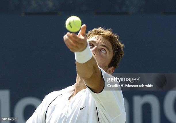 Justin Gimelstob competes in the first round of the men's doubles September 3, 2004 at the 2004 US Open in New York.