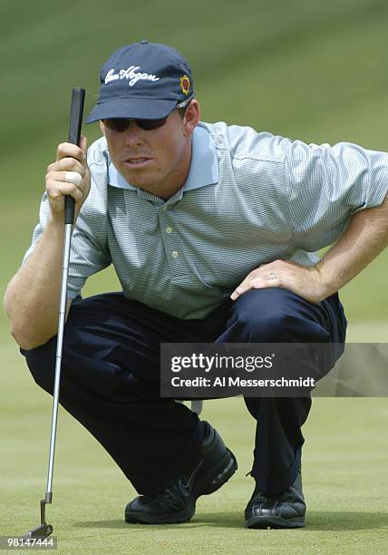 Justin Leonard competes at Shinnecock Hills, site of the 2004 U. S. Open, during second-round play June 18, 2004.