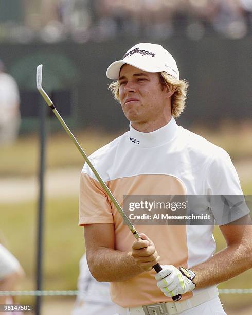 Aaron Baddeley blasts from the sand at Shinnecock Hills, site of the 2004 U. S. Open, during second-round play June 18, 2004.