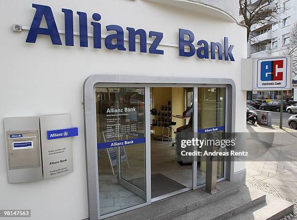 An exterior view of a Allianz bank is pictured on March 30, 2010 in Berlin, Germany. Allianz focused on their core market Germany under the brand...