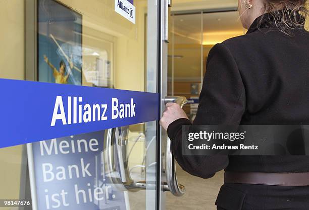 Customer walks in an Allianz bank on March 30, 2010 in Berlin, Germany. Allianz focused on their core market Germany under the brand name Allianz...