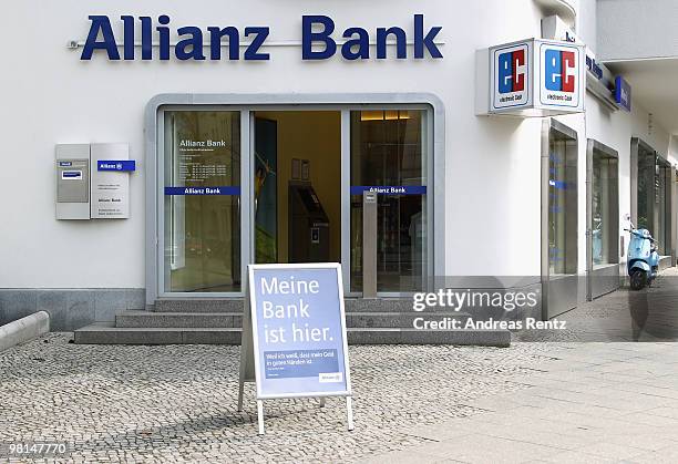 An exterior view of a Allianz bank is pictured on March 30, 2010 in Berlin, Germany. Allianz focused on their core market Germany under the brand...