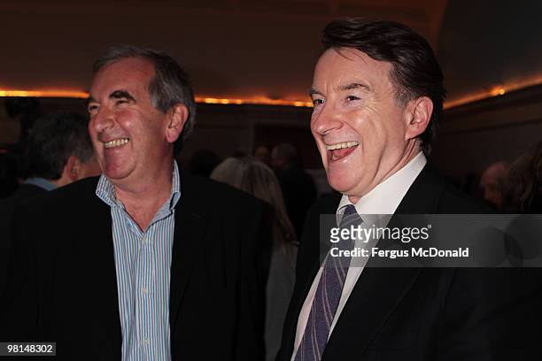 Robert Harris and Lord Peter Mandelson arrive at a VIP screening of The Ghost held at The Courthouse Hotel on March 30, 2010 in London, England.