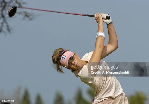 Paula Creamer tees off on the second hole in the final round of the 2006 SBS Open at Turtle Bay February 18 at Kahuku, Hawaii.