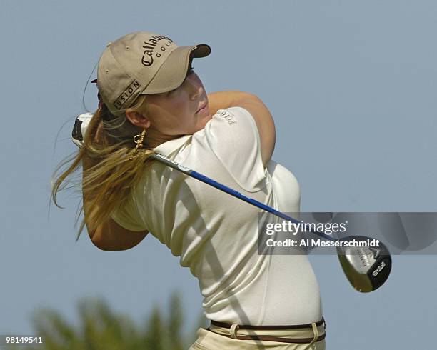 Morgan Pressel tees off on the second hole in the final round of the 2006 SBS Open at Turtle Bay February 18 at Kahuku, Hawaii.