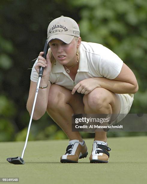 Morgan Pressel lines up a putt on the sixth hole in the final round of the 2006 SBS Open at Turtle Bay February 18 at Kahuku, Hawaii.