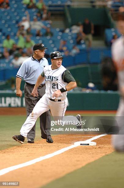 Tampa Bays Devil Rays third baseman Ty Wigginton rounds third base and scores against the Baltimore Orioles July 23, 2006 in St. Petersburg.