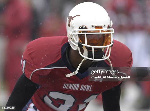 Texas defensive back Aaron Ross during the 2007 Under Armour Senior Bowl game at Ladd-Peebles Stadium, Mobile, Alabama, January 27, 2007.