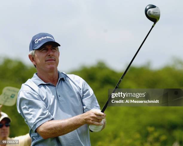 Hale Irwin tees off and wins the Liberty Mutual Legends of Golf tournament, Sunday, April 25, 2004 in Savannah, Georgia.