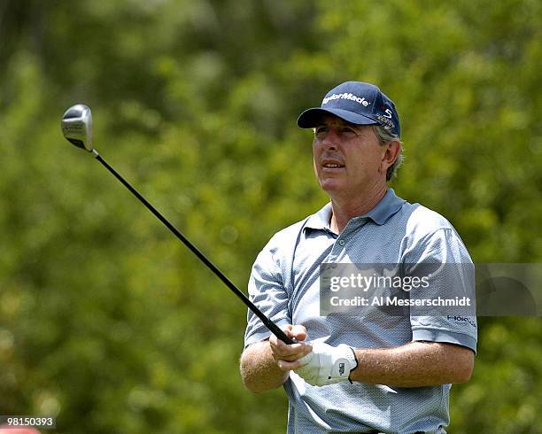 Hale Irwin tees off and wins the Liberty Mutual Legends of Golf tournament, Sunday, April 25, 2004 in Savannah, Georgia.