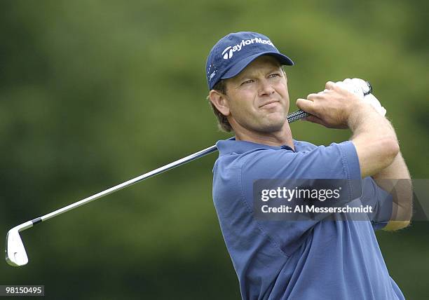 Retief Goosen competes in final-round play in The Memorial Tournament, June 6, 2004 in Dublin, Ohio.