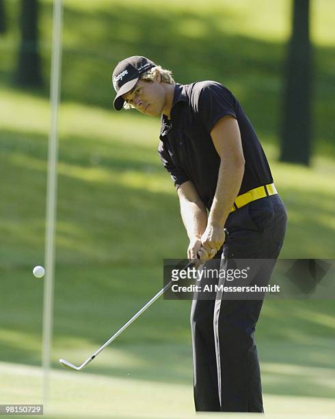 Aaron Baddeley competes in the first round of the Cialis Western Open July 1, 2004 in Lemont, Illinois.