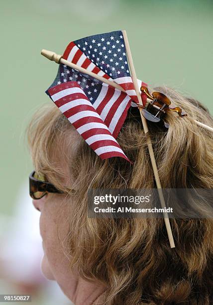 Pattiortic fan watches as Mardy Fish defeats Max Mirnyi at Family Circle Tennis Center during the second match in the 2004 David Cup semifinal...