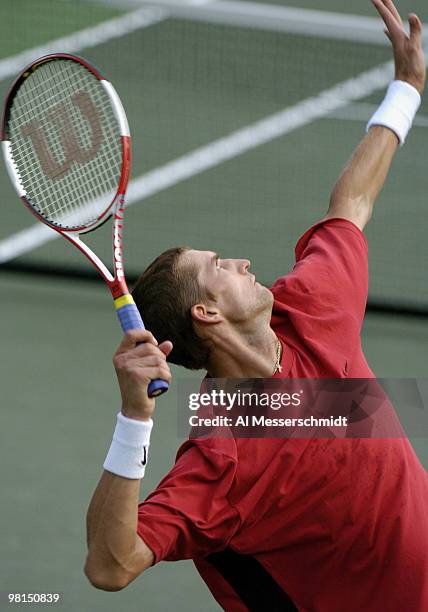 Max Mirnyi of Belarus loses to Mardy Fish at Family Circle Tennis Center during the second match in the 2004 David Cup semifinal September 24, 2004...