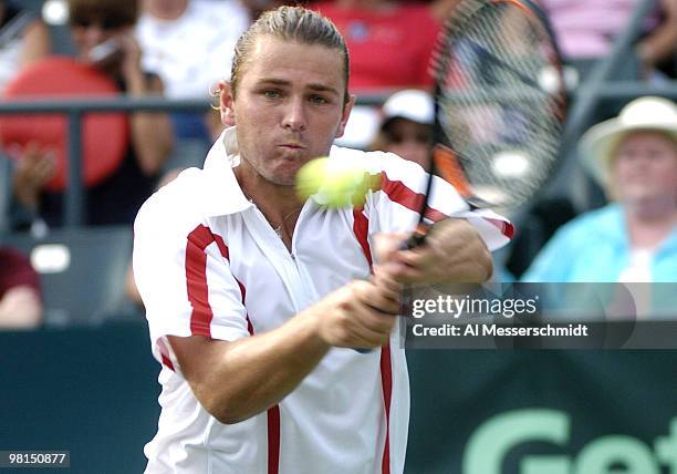 Mardy Fish defeats Max Mirnyi at Family Circle Tennis Center during the second match in the 2004 David Cup semifinal September 24, 2004 at Daniel...