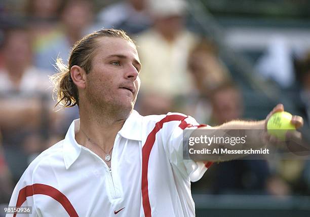 Mardy Fish defeats Max Mirnyi at Family Circle Tennis Center during the second match in the 2004 David Cup semifinal September 24, 2004 at Daniel...