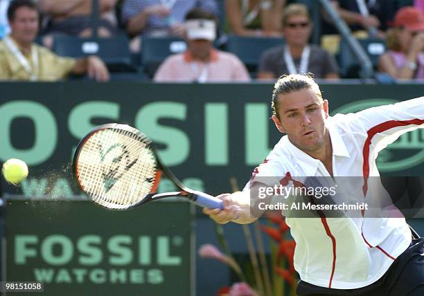 Mardy Fish defeats Max Mirnyi at Family Circle Tennis Center during the second match in the 2004 David Cup semifinal September 24, 2004 at Daniel...