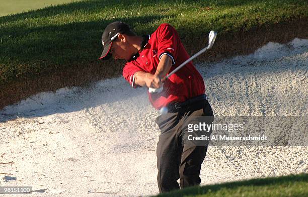 Charles Howell III plays from a bunker on the 18th hole in the 2005 Tavistock Cup at Isleworth Country Club March 29.
