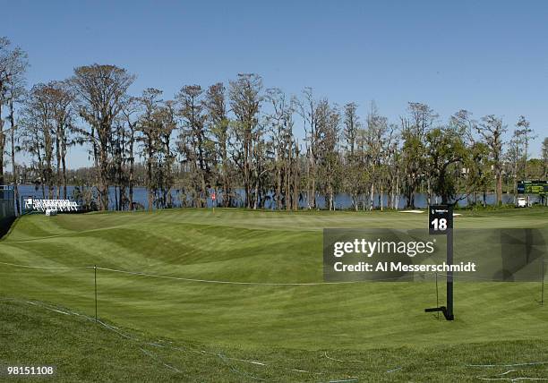 The 18th green at Isleworth Country Club is set for play before the 2005 Tavistock Cup March 29.