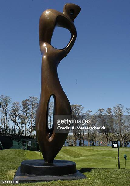 Art called "Large Interior Form" by Henry Moore stands near the 18th green at Isleworth Country Club is set for play before the 2005 Tavistock Cup...