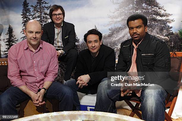 Cast of Hot Tub Time Machine Rob Corddry, Clark Duke, John Cusack , and Craig Robinson pose for a portrait session for The USA Today in Los Angeles,...