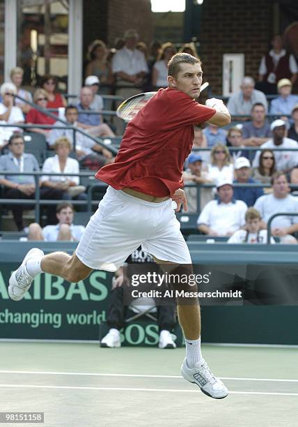 Max Mirnyi of Belarus loses to Mardy Fish at Family Circle Tennis Center during the second match in the 2004 David Cup semifinal September 24, 2004...
