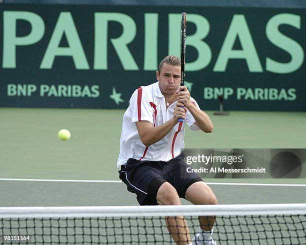 Mardy Fish wins the second match in the 2004 David Cup semifinal September 24, 2004 at Daniel Island, South Carolina. Fish's victory over Max Mirnyi...