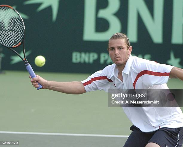 Mardy Fish wins the second match in the 2004 David Cup semifinal September 24, 2004 at Daniel Island, South Carolina. Fish's victory over Max Mirnyi...