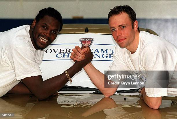Audley Harrison and Dean Macey at a photocall in London to launch The Rover Dream Team Challenge, the UK's biggest cross-training fitness...