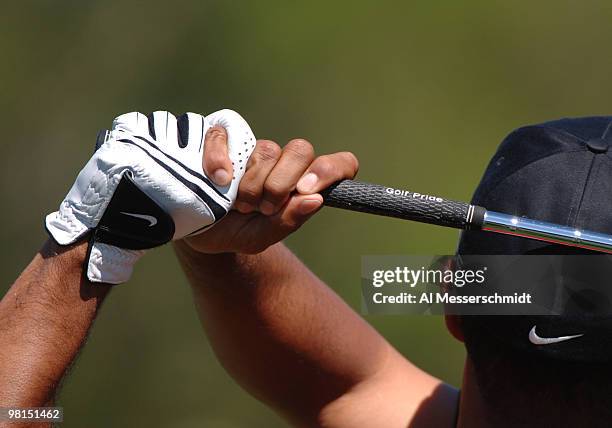 Tiger Woods golf grip during play in the 2005 Tavistock Cup at Isleworth Country Club March 29.