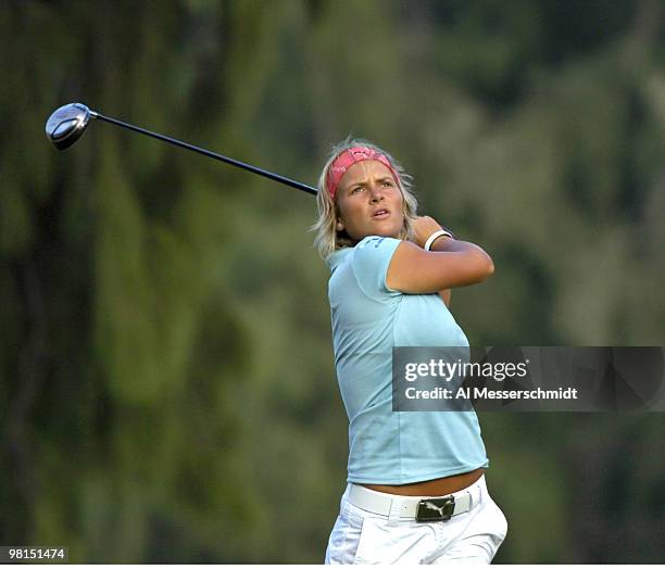 Nicole Perrot follows her tee shot during the first round of the 2006 SBS Open at Turtle Bay at Kahuku, Hawaii, Feb. 16, 2006.